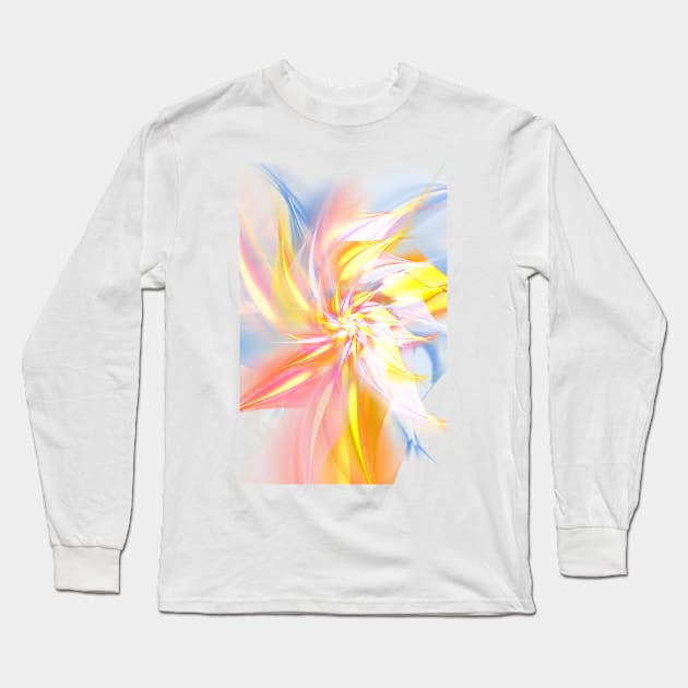 Fractal Flower Long Sleeve T-Shirt by RoxanneG